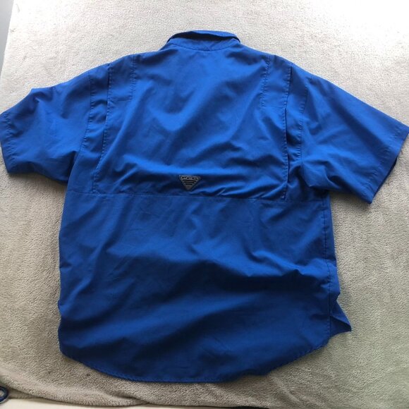 Columbia Mens Fishing Shirt Large Short Sleeve Blue Button Up Vented Outdoors - Picture 16 of 16